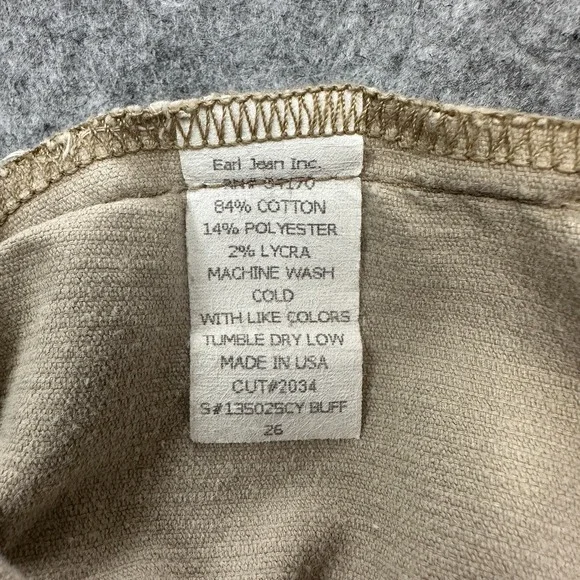 Earl Jean Corduroy Pants Womens Size 2 Beige Buff Stretch Straight Y2K 90s - Picture 5 of 9